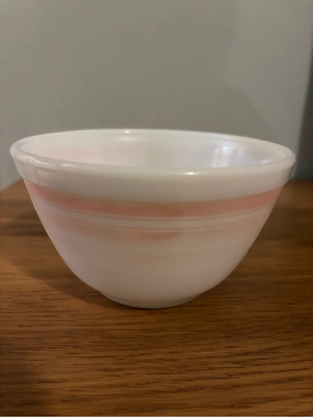 Pyrex white milk glass mixing bowl 401 pink rainbow stripes vintage small 1.5